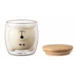 Tasse en verre à tête d'ours et couvercle en bambou 260ml Teddy Bear couleur transparent deuxième vue