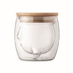 Tasse en verre à tête d'ours et couvercle en bambou 260ml Teddy Bear couleur transparent sixième vue