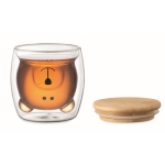 Tasse en verre à tête d'ours et couvercle en bambou 260ml Teddy Bear couleur transparent neuvième vue
