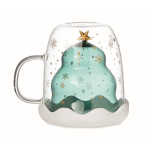 Tasse avec motif de sapin de Noël et couvercle 250ml Christmas Spirit couleur transparent troisième vue