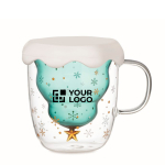 Tasse avec motif de sapin de Noël et couvercle 250ml Christmas Spirit couleur transparent vue avec zone d'impression