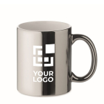 Mug personnalisé logo avec finition brillante de 300ml Magic Metallic couleur argenté brillant vue avec zone d'impression