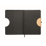 Carnet rigide avec support téléphone A5 avec pages lignées Support Eco couleur noir sixième vue