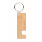 Porte-clés promotionnel en bambou avec support téléphone Phone Support couleur bois deuxième vue