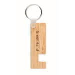 Porte-clés promotionnel en bambou avec support téléphone Phone Support couleur bois deuxième vue principale