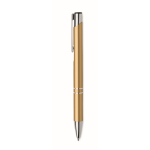 Stylo personnalisés en alu recyclé avec encre bleue Aster Recycled couleur doré troisième vue