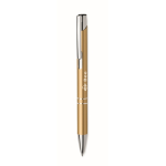 Stylo personnalisés en alu recyclé avec encre bleue Aster Recycled couleur doré vue principale