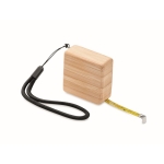 Mètre ruban de 1m promotionnel carré en bambou Measurements couleur bois