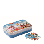 Puzzle de Noël de 60 pièces pour enfants avec boîte en métal Box couleur multicolore vue avec zone d'impression