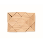 Casse-tête en bois flexible de formes à créer, pochette en coton Woody couleur bois