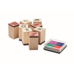 Set de 8 tampons en bois aux motifs de Noël avec encre Christmas couleur naturel deuxième vue
