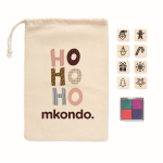 Set de 8 tampons en bois aux motifs de Noël avec encre Christmas couleur naturel cinquième vue principale