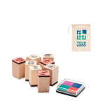 Set de 8 tampons en bois aux motifs de Noël avec encre Christmas couleur naturel vue avec zone d'impression