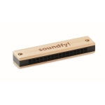Harmonica avec finition en bois personnalisé avec le logo Melody couleur bois vue principale