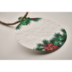 Décoration de Noël ronde personnalisée avec papier ensemencé SeedGrow couleur blanc troisième vue photographique
