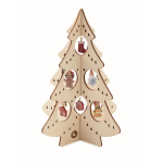 Ensemble petit sapin de Noël et 10 décorations Xmas couleur bois vue principale