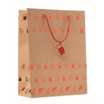 Sac en papier kraft original avec imprimé de Noël Gift Sparkle couleur rouge