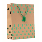 Sac en papier kraft original avec imprimé de Noël Gift Sparkle couleur vert
