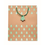 Sac en papier kraft original avec imprimé de Noël Gift Sparkle couleur vert deuxième vue