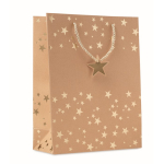 Sac en papier kraft original avec imprimé de Noël Gift Sparkle couleur doré