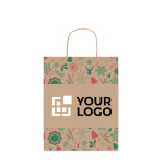 Sac cadeau de Noël en papier recyclé format moyen Surprise Medium vue avec zone d'impression