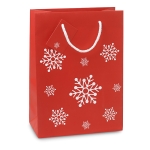 Sac cadeau publicitaire avec flocons format moyen Snowflake Medium couleur rouge