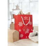 Sac cadeau publicitaire avec flocons format moyen Snowflake Medium couleur rouge deuxième vue d'ambiance 2