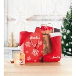Sac cadeau publicitaire avec flocons format moyen Snowflake Medium couleur rouge quatrième vue d'ambiance 2
