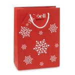 Sac cadeau publicitaire avec flocons format moyen Snowflake Medium couleur rouge vue principale