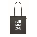 Sac en coton recyclé en couleur avec logo 140 g/m2 couleur noir vue avec zone d'impression