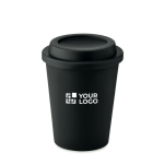 Verre avec double paroi en plastique 300 ml couleur noir vue avec zone d'impression