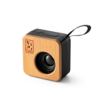 Petite enceinte en ABS recyclé et bambou avec poignée BiSquare couleur noir image avec logo