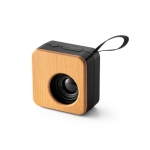 Petite enceinte en ABS recyclé et bambou avec poignée BiSquare couleur noir