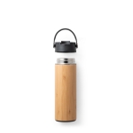 Bouteille thermos promotionnelle bambou et acier 440 ml Termo Bamboo couleur noir deuxième vue