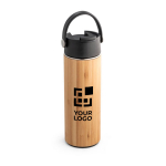 Bouteille thermos promotionnelle bambou et acier 440 ml Termo Bamboo avec zone d'impression