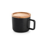 Tasse en céramique avec couvercle en bambou de 230 ml couleur noir troisième vue
