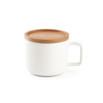 Tasse en céramique avec couvercle en bambou de 230 ml Small Cover couleur blanc première vue