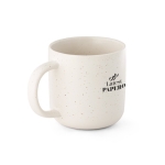 Tasse en céramique avec finition mouchetée de 370 ml Constellation couleur blanc cassé image avec logo