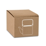 Théière en céramique avec couvercle et anse en bambou 700ml Home couleur blanc cassé avec boîte