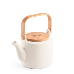 Théière en céramique avec couvercle et anse en bambou 700ml Home avec zone d'impression