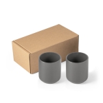 Set de deux tasses en céramique avec finition mate 280ml Home couleur gris foncé