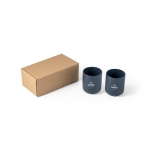 Set de deux tasses en céramique avec finition mate 280ml Home couleur bleu marine image avec logo
