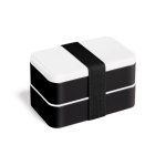 Lunch box plastique double avec séparateur et couverts 1,36L Duo Gusto couleur noir