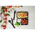 Lunch box plastique double avec séparateur et couverts 1,36L Duo Gusto vue d'ambiance