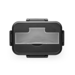 Lunch box en PP à deux niveaux et set de couverts All-in-one couleur noir première vue