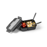 Lunch box en PP à deux niveaux et set de couverts All-in-one couleur noir quatrième vue