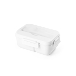 Lunch box en PP à deux niveaux et set de couverts All-in-one couleur blanc