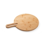 Planche à servir et à découper ronde avec poignée et logo Cater couleur naturel