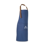 Tablier bicolore en coton avec des détails en métal 300 g/m2 Barista couleur bleu image avec logo