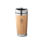 Tasse isotherme personnalisable en acier et bambou 500ml Bamboo couleur naturel image avec logo